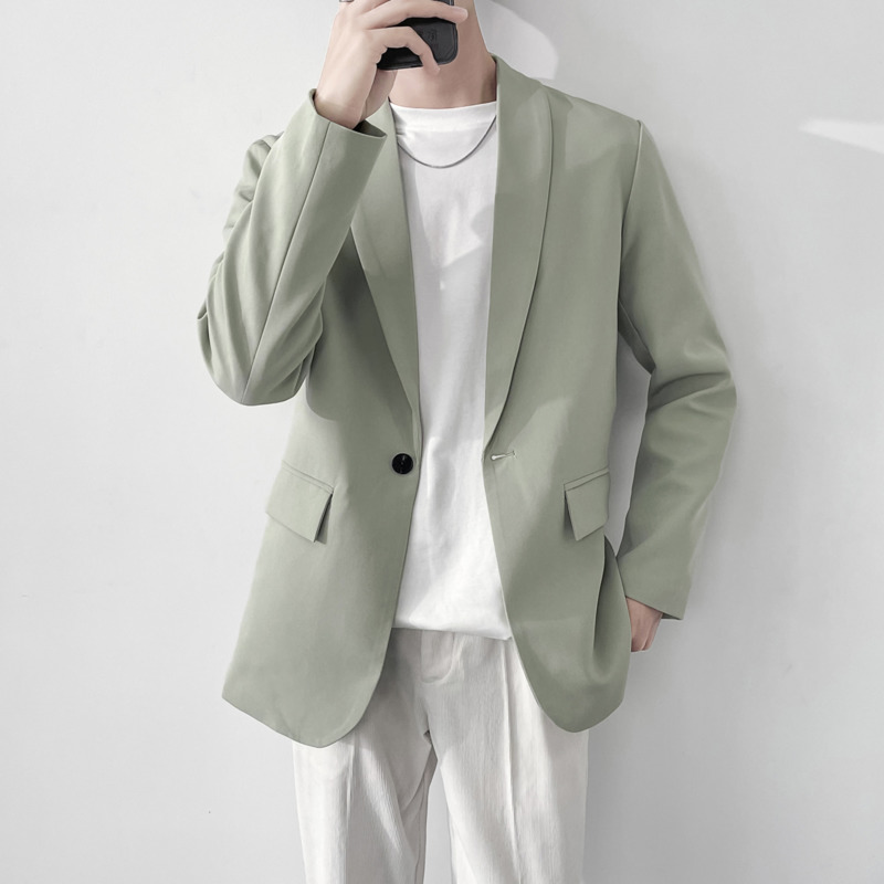 Green Brown Blazer Men Slim Business Society Mens Dress Jacket Korean Loose Casual Suit Jacket Men Office Formal Outwear