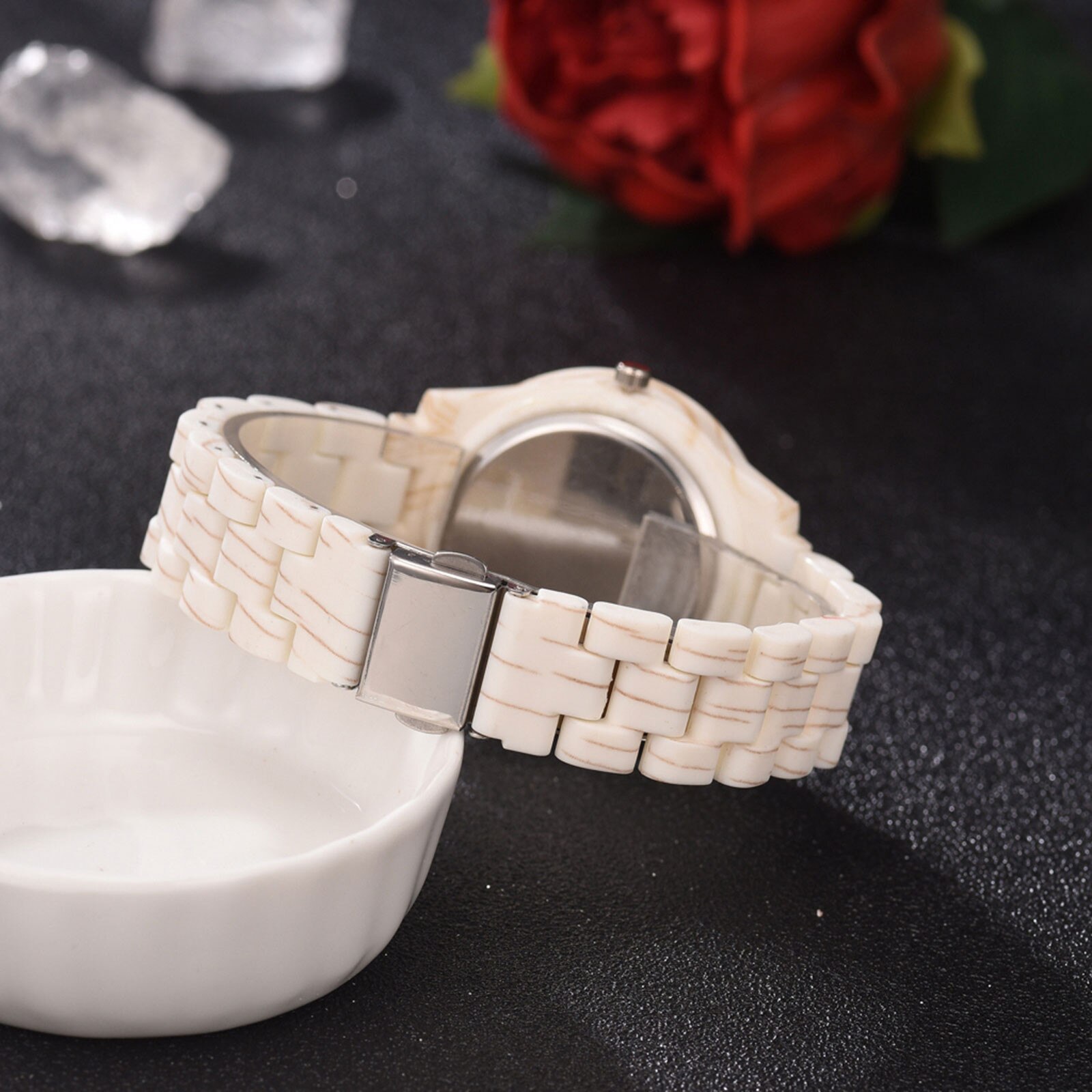 Retro Hout Textuur Quartz Horloge Arabische Cijfers Legering Dial Lederen Riem Mannen En Vrouwen Horloge Relogio Feminino