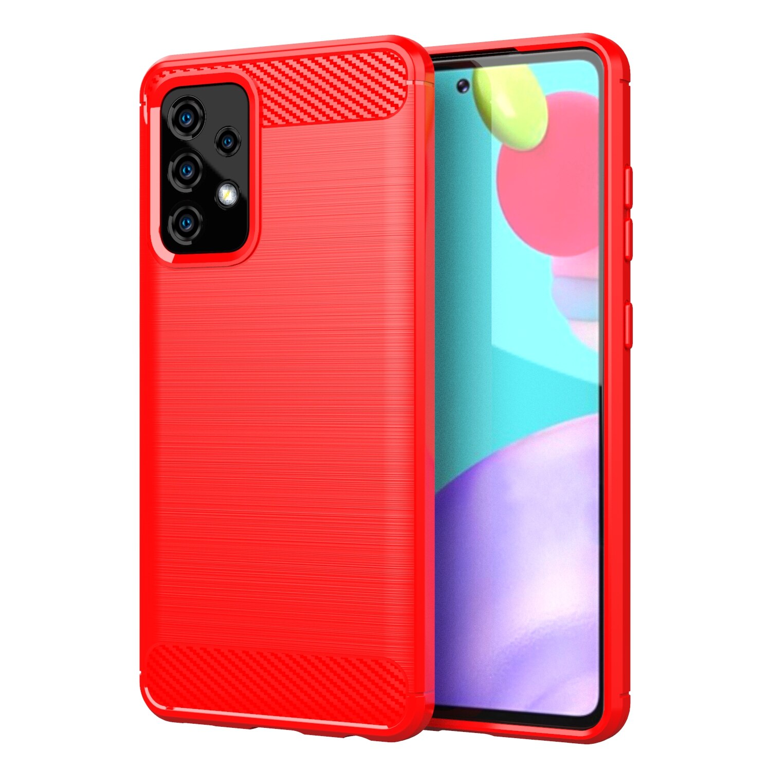 Case Voor Samsung Galaxy A52S Zachte Siliconen Shockproof Half-Gewikkeld Shell Voor Samsung A52S 5G Smartphone protector: Rood