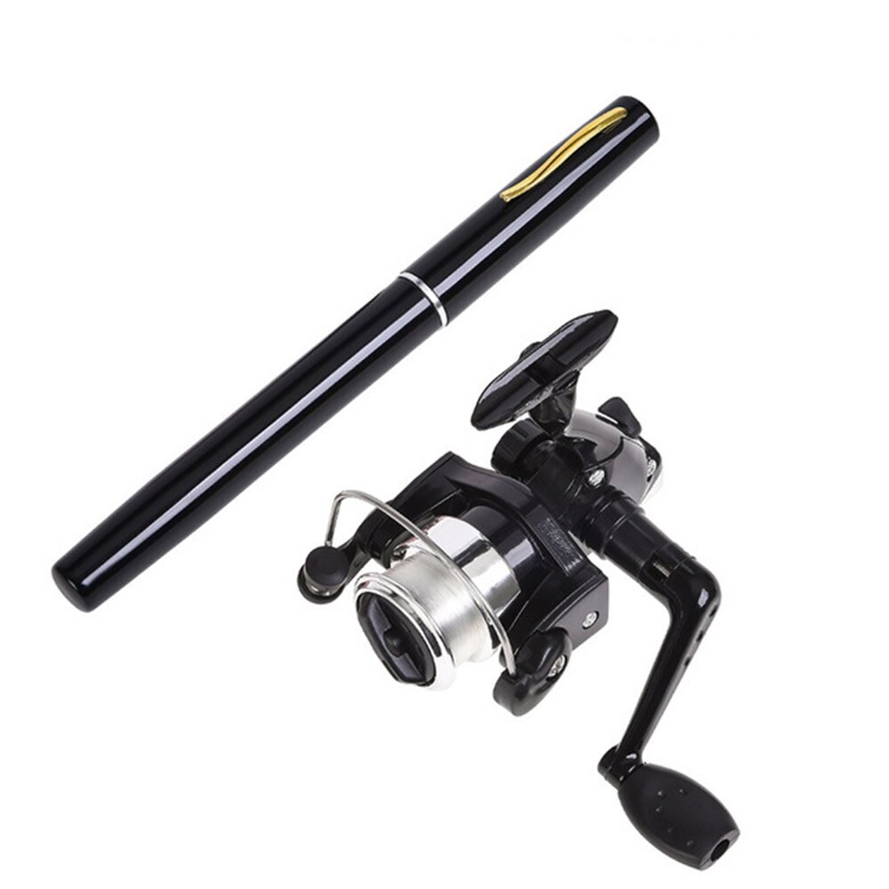 Mini pen uiterlijk vishengel draagbare roterende wiel vishengel 1 stuk winter outdoor vishengel visaccessoires&: Rood