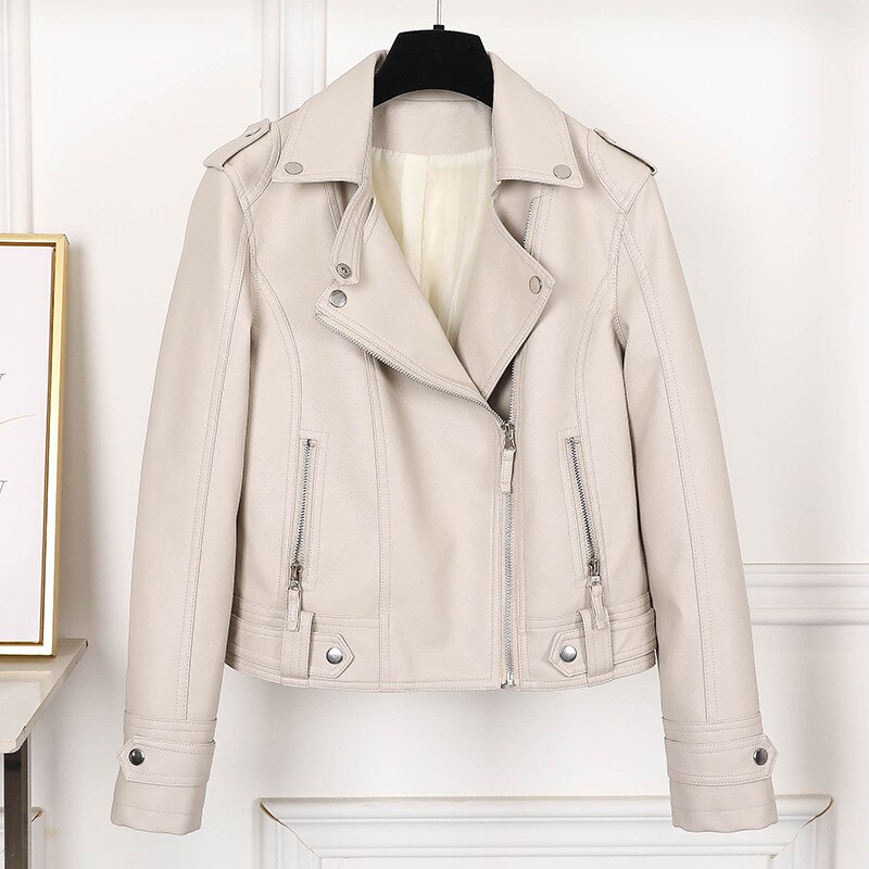 Aelegantmis Dünne Frauen Faux Leder Jacke lässig Radfahrer Motorrad Jacken Weibliche Punk Streetwear Frühling Herbst Mantel