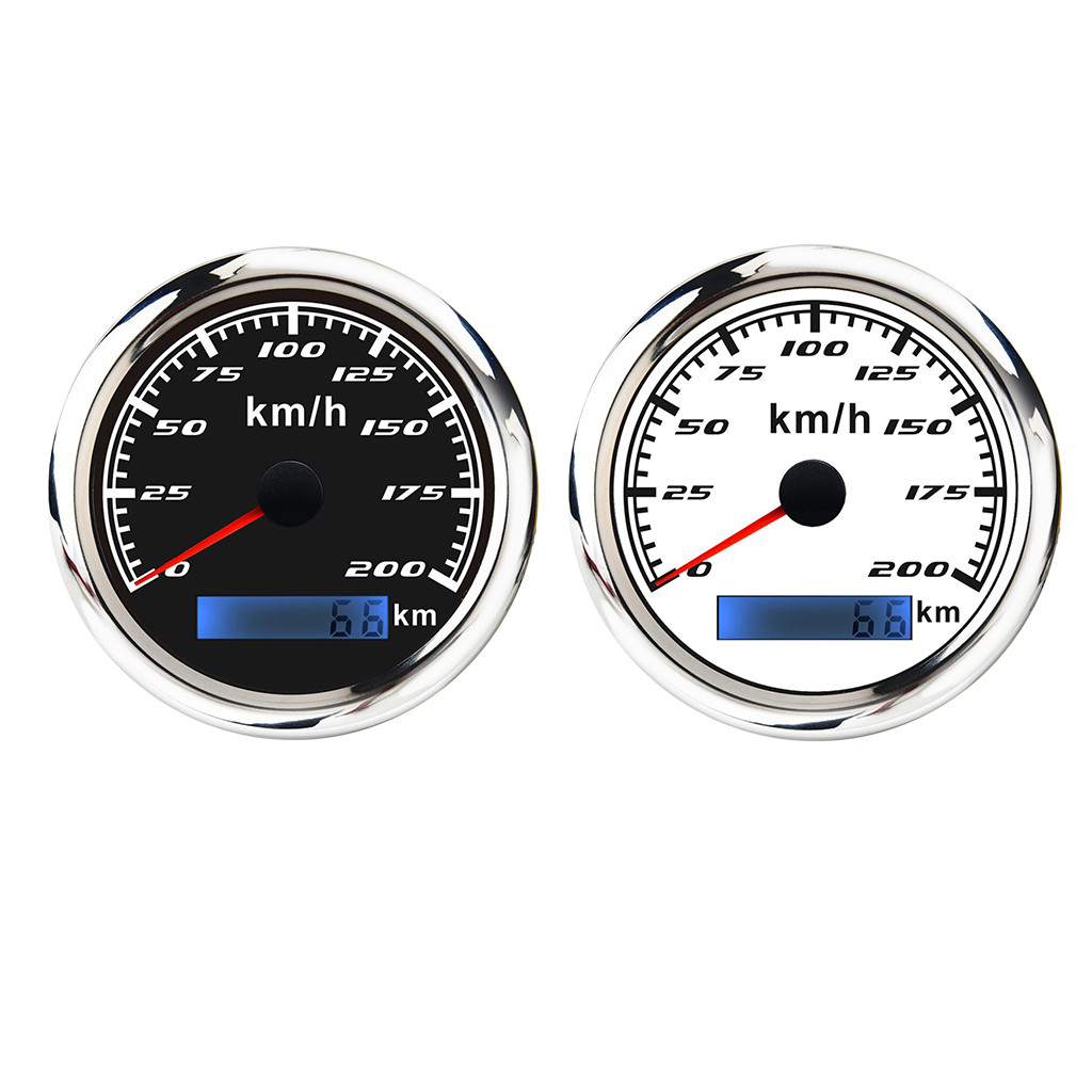 316 Stainless Steel L Bezel 85mm(3/8'') Speedometer Gauge 200 MPH Odometer for ATV Motorcycle Marine Boat