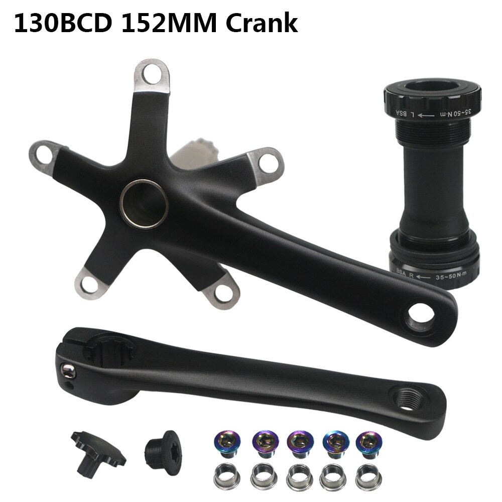 130BCD Fiets Crankstel 130 Bcd 152 165 170 Lengte Krukken Set Racefiets Hollow Integrale Crank Arm Vouwfiets Bb trapas: 152 Crank with BB