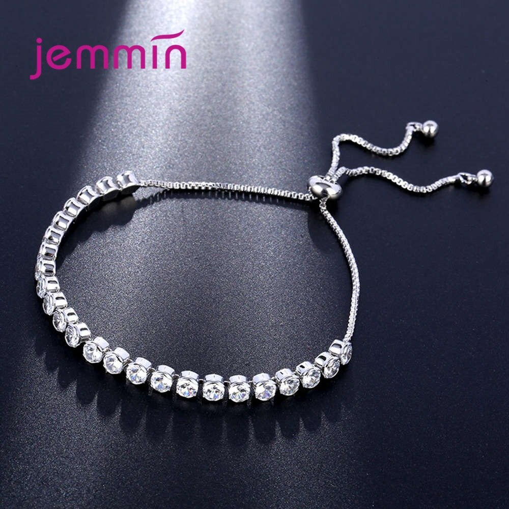 Top Selling Dazzling Crystal Armbanden 925 Sterling Zilveren Ronde Zirconia Kralen Strand Vrouwen Bruiloft Engagement Sieraden