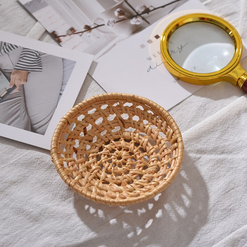 Rotan Opbergvak Ronde Ovale Mand Hand Geweven Rieten Lade Brood Mand Fruit Ontbijt Display Plaat Keuken Gereedschap