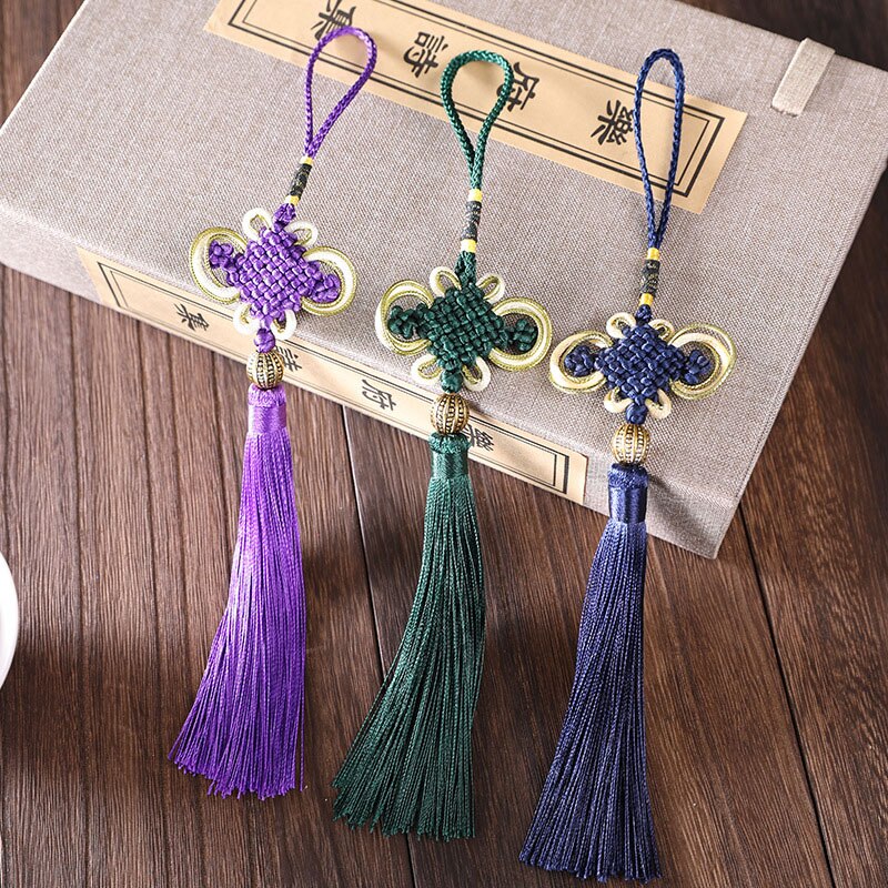 2 uds. De nudos chinos, abalorios, flecos, colgantes, Material artesanal para manualidades, adornos de borlas para cortinas de , accesorios de decoración, cinta de borlas
