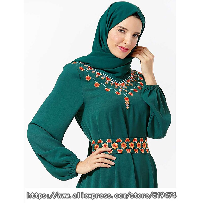 Floral Abaya Kaftan Dubai turco Hijab musulmán vestido vestidos caftán ropa islámica para mujer Robe islámico Omani Elbise Kleding