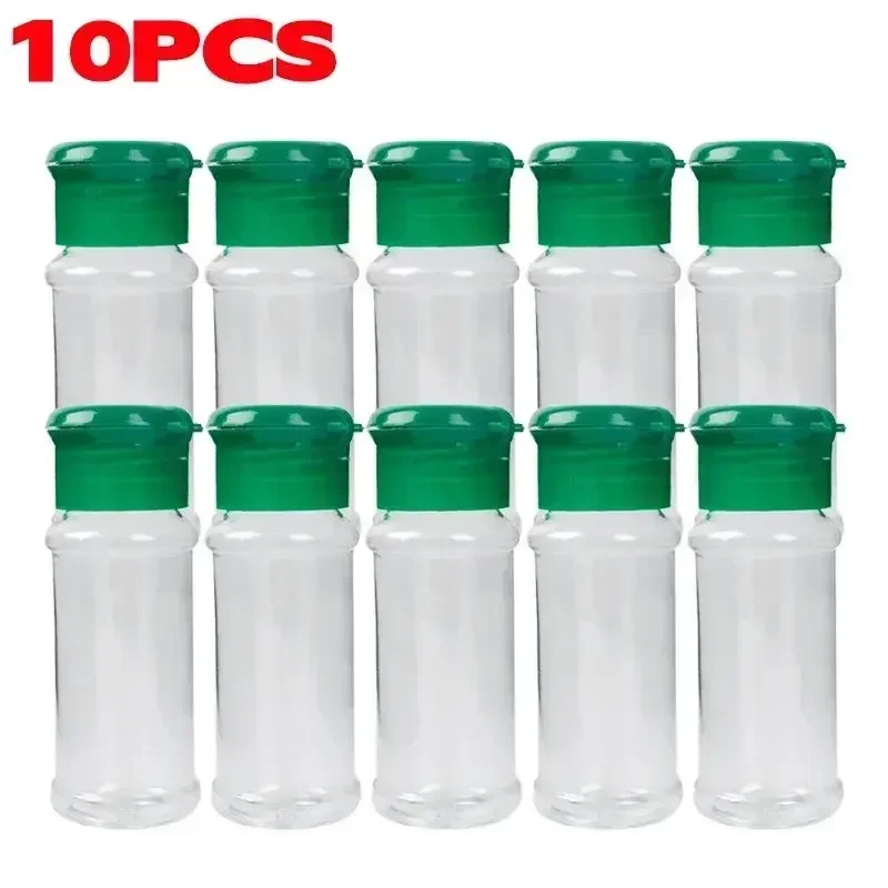 Tarro de especias de plástico transparente, botella de condimento de cocina, sal, pimienta, recipiente, tarro de condimentos para barbacoa, herramientas de almacenamiento de especias de cocina: Transparente
