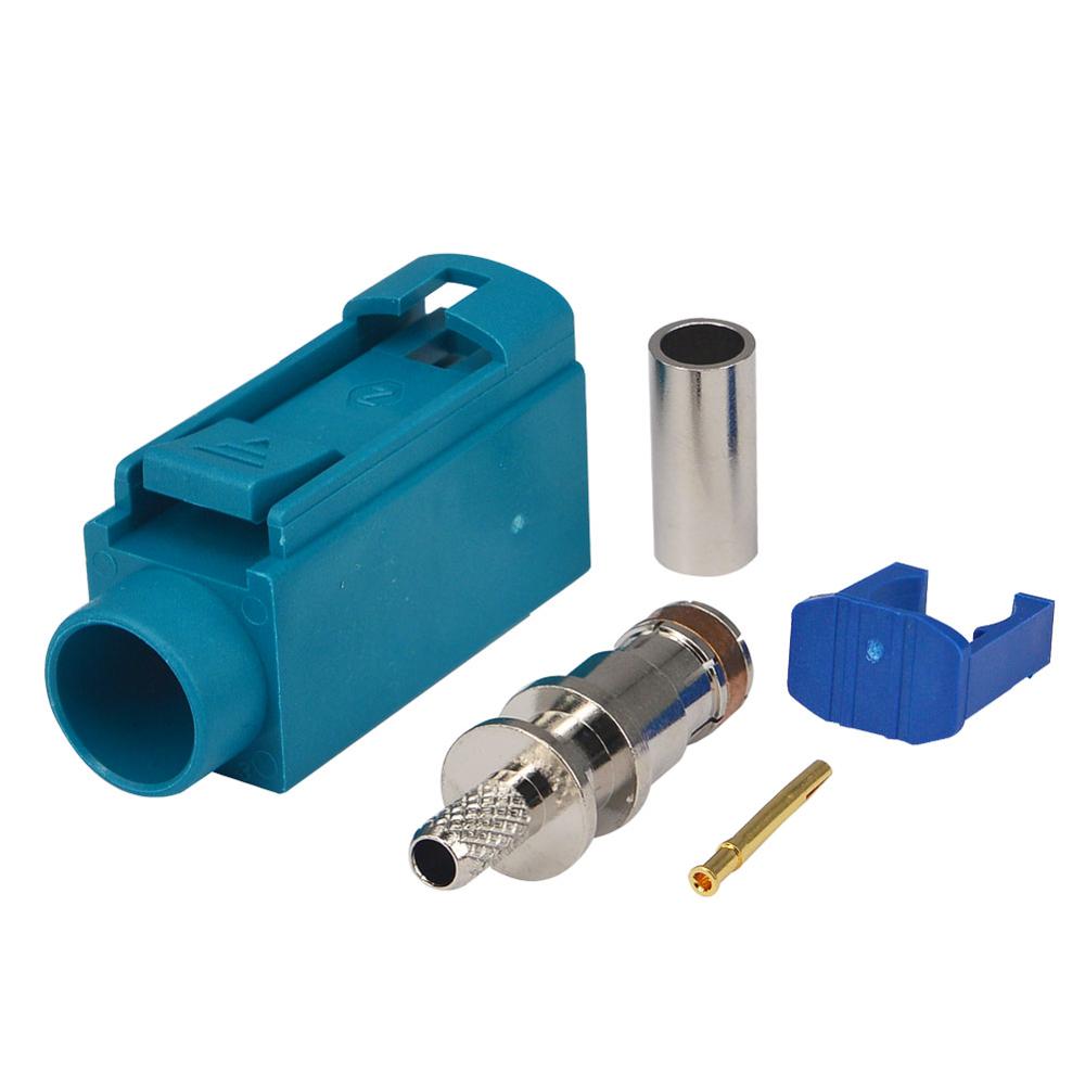 5 Connettori Fakra Z Femmina SMB Impermeabili Per Cavo RG58 LMR195, Colore Blu Acqua, 50 Ohm
