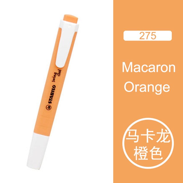 STABILO-rotuladores de colores Pastel Swan Swing, marcador de enfoque con texto único, 6 colores, para la escuela y la Oficina, 275, 1 ud.: orange  1pcs