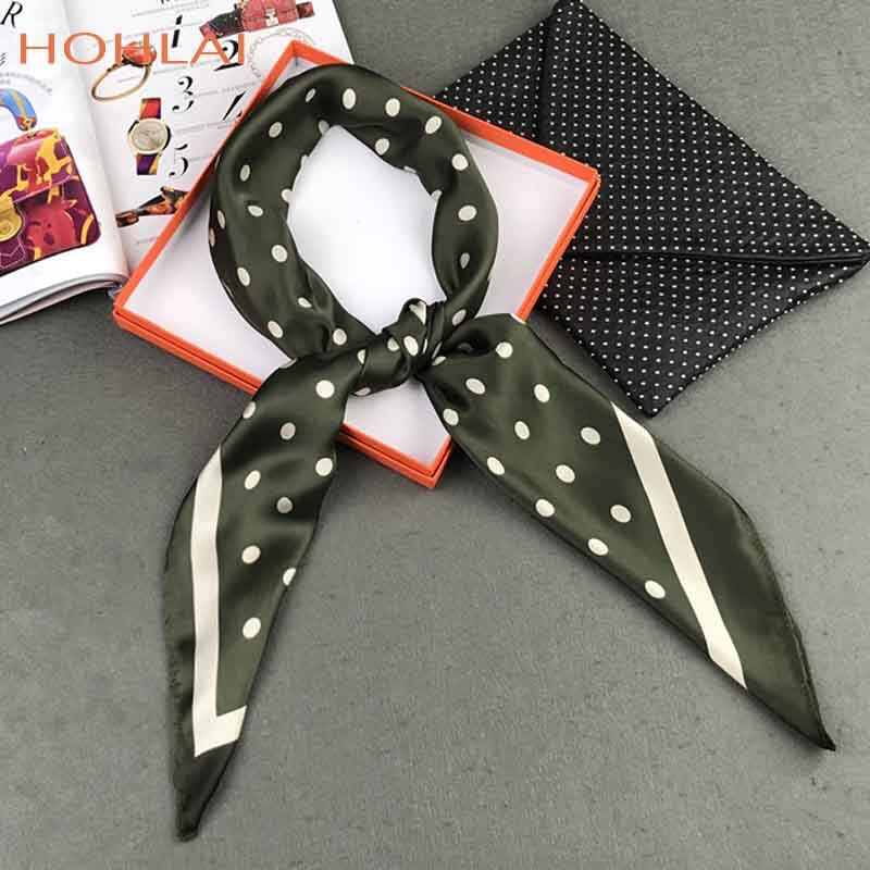 Navy Blue Dot Square Scarves Wraps90*90CM Women Accessories Seasons Sunscreen Large Silk Scarf Shawl Ladies HeadScarves: 2