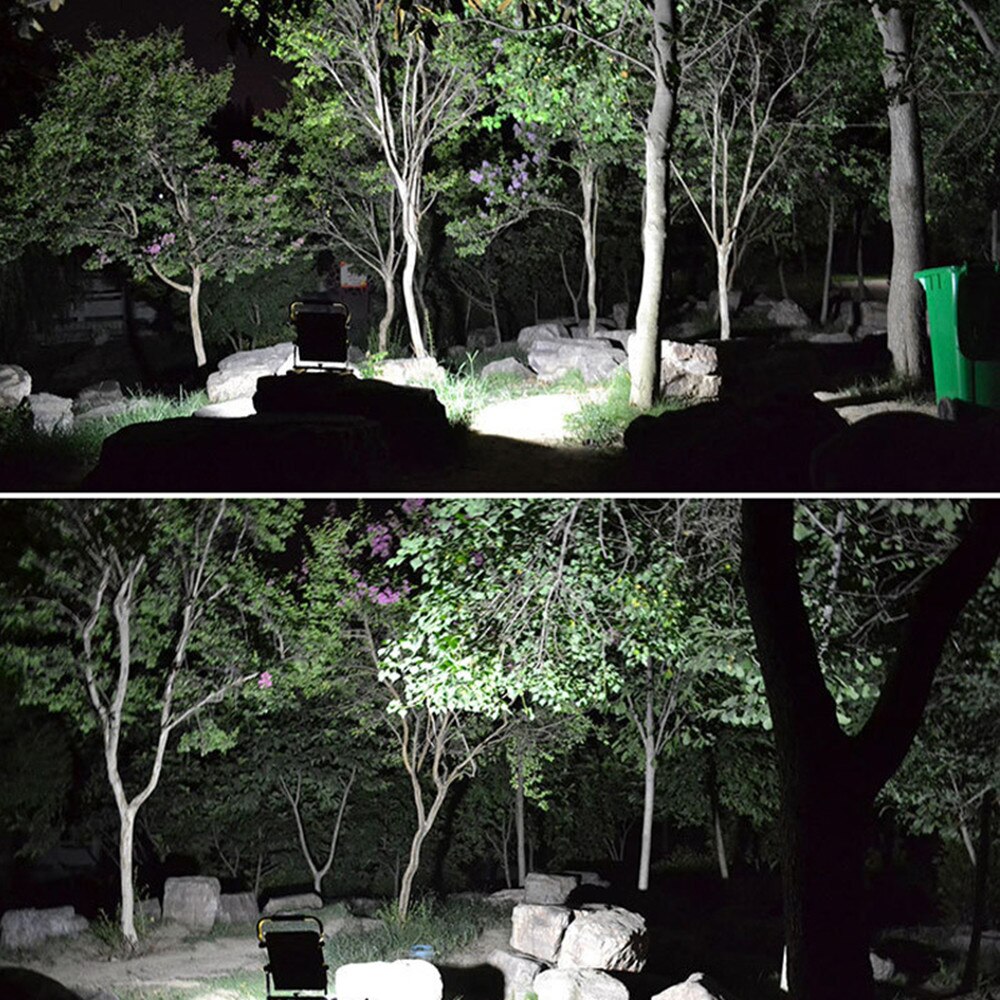 Puissant 100W LED lumière de secours lampe d'inondation projecteur 100W COB LED extérieur jardin Portable lampe avec 6x18650 batterie et chargeur
