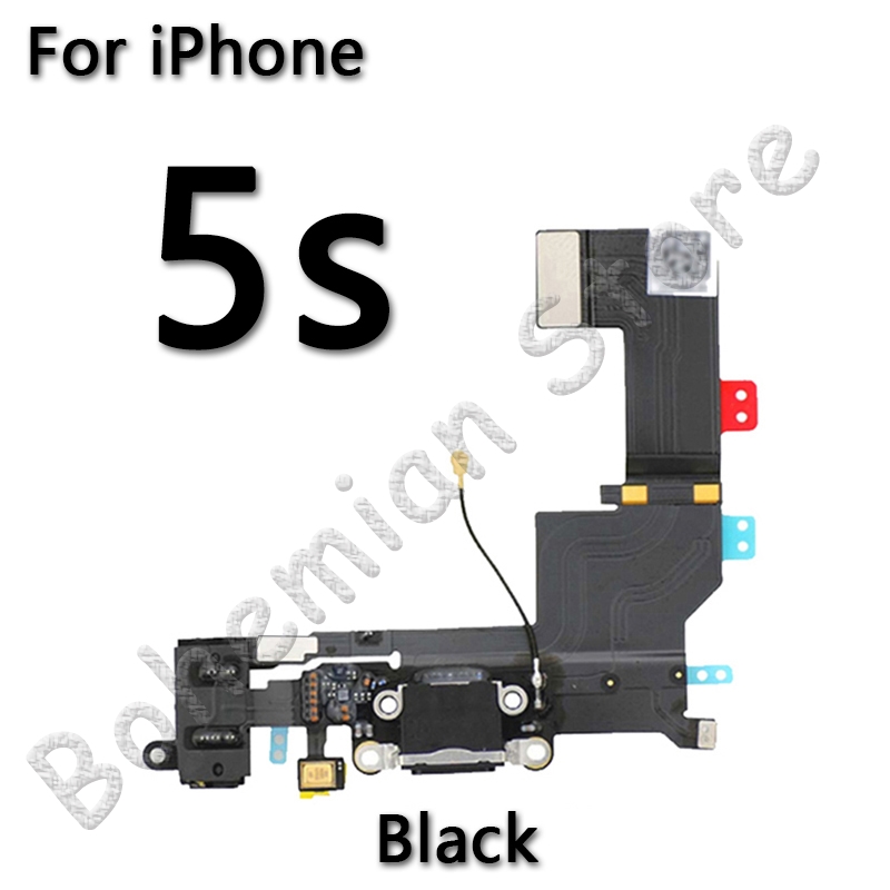 Usb port dock oplader flex til iphone 6 6s plus 7 5 5s se dock ladestik med mikrofon mobiltelefon flex kabel: Til iphone 5s sort