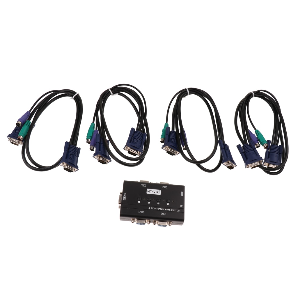 4 Port Smart KVM Switch Manual Key Press VGA USB Remote Extension Switcher