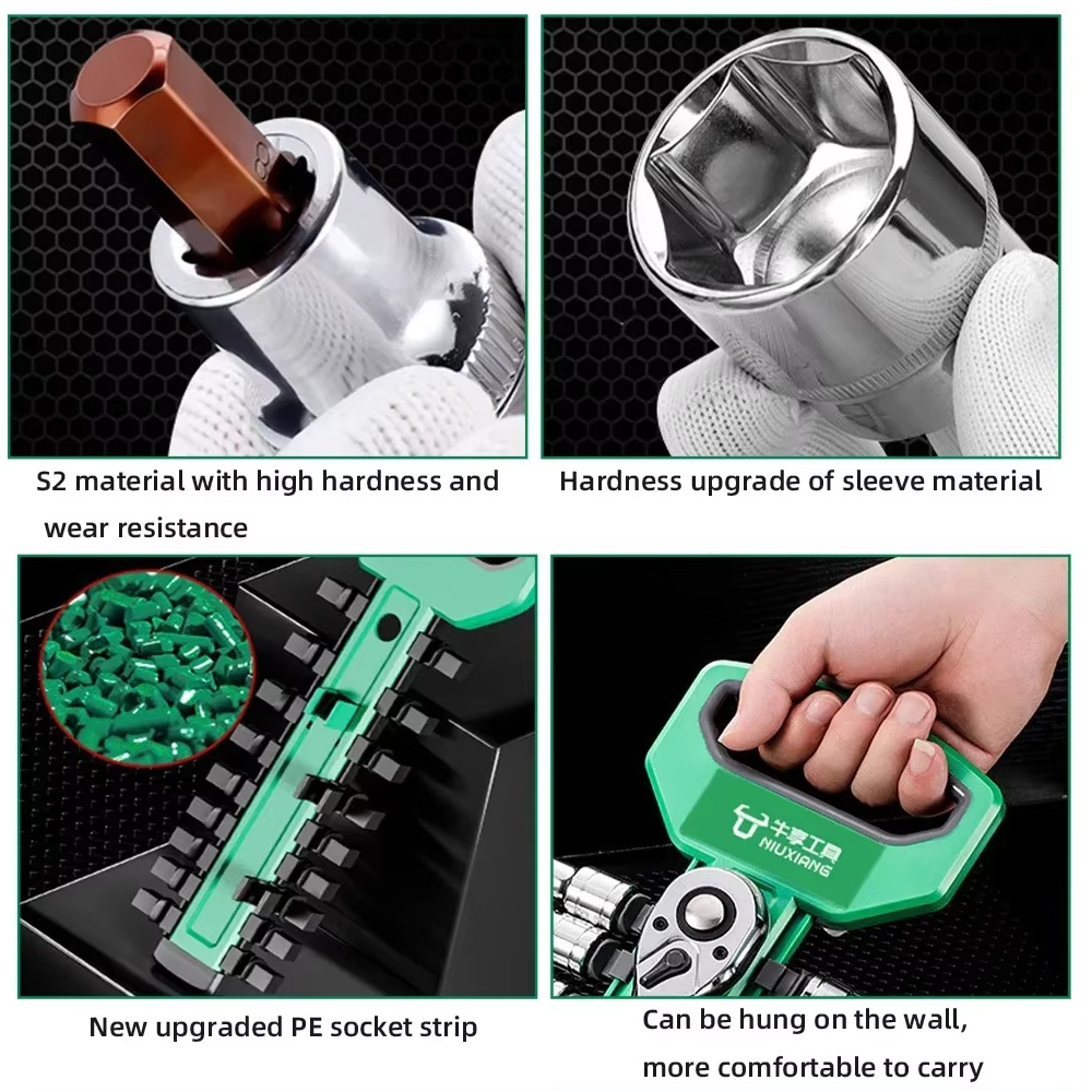 Herramienta de bricolaje llave inglesa caja mecánica 1/2 "enchufe de coche 1/4" 3/8 "herramientas de reparación juego de trinquete mano garaje taller automotriz