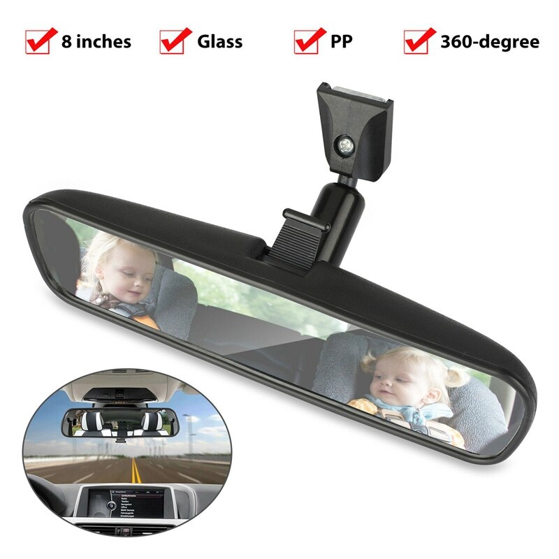 360 degree Adjustable Auto Universal Interior Rear View Mirror Replacement Glass 8 Inch Day / Night