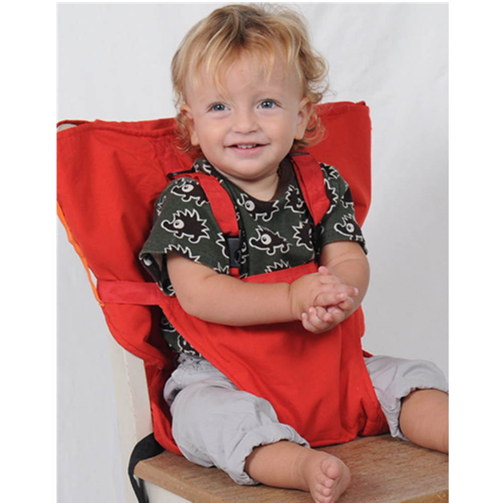 Stol til babyer baby bærbar sæde børn rejser sammenklappelig vaskbar spisning fodring høj stol sikkerhedsseler booster til fodring: Rød