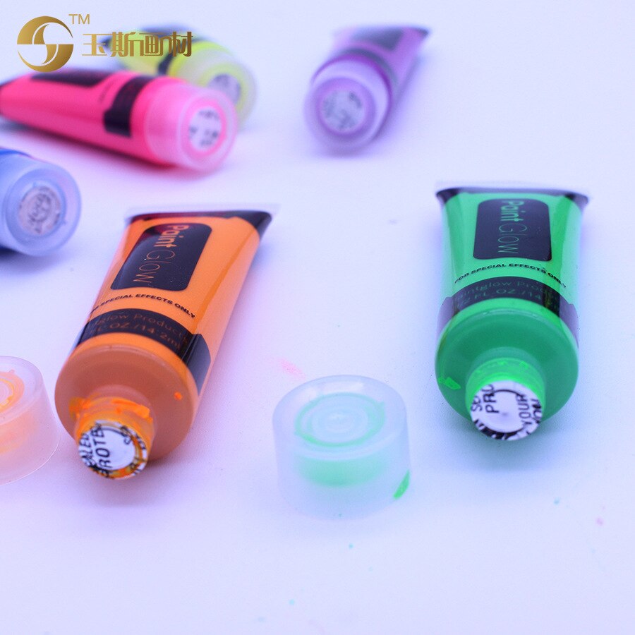 Pintura de arte corporal UV que brilla en la oscuridad, neón, 6 colores, 19ml, pintura fluorescente facial, maquillaje de Halloween, Navidad
