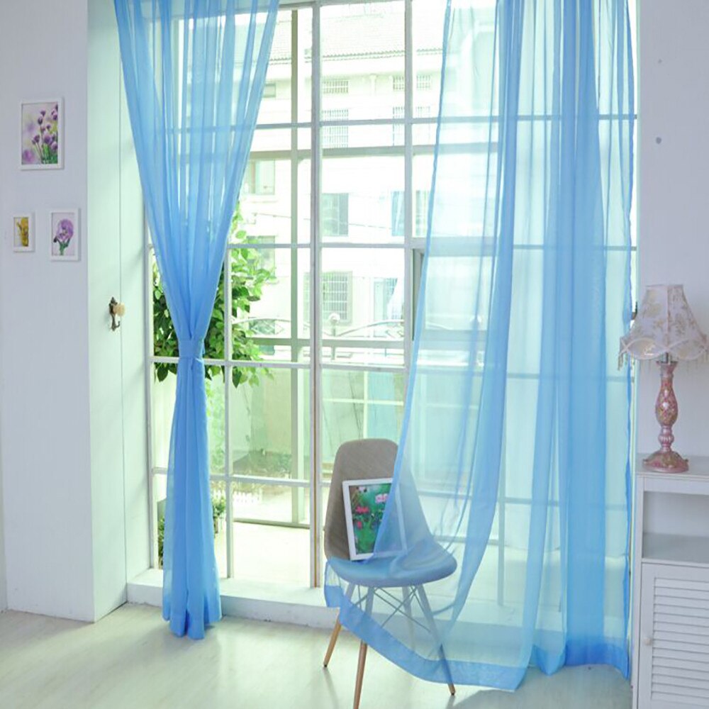 1 Pcs Pure Kleur Tulle Deur Gordijn Drape Panel Sheer Sjaal Valletjes