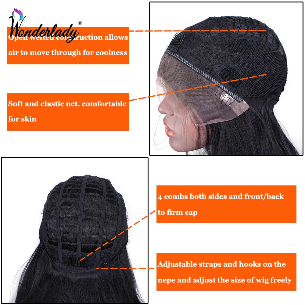WonderLady OP430# Ombre Wigs For Women Black Brown Color Synthetic Lace Front Wigs With Baby Hair Natural Hairline Free Part 22"