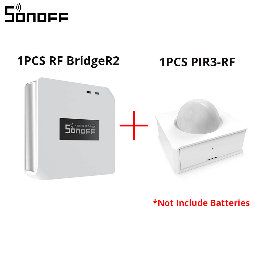 SONOFF RF BridgeR2 433MHz WiFi Signal Converter Door Window Sensor/ Motion Sensor RF Remote Controller Smart Home Alarm System: RF BridgeR2 and PIR3