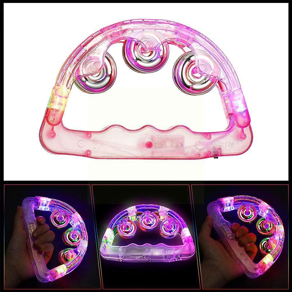 Led Tambourine Clear Light Up Sensory Toy Flashing Tambourine Musical Instrument Shaking Toy For Festivals Birthday Party Z1j8