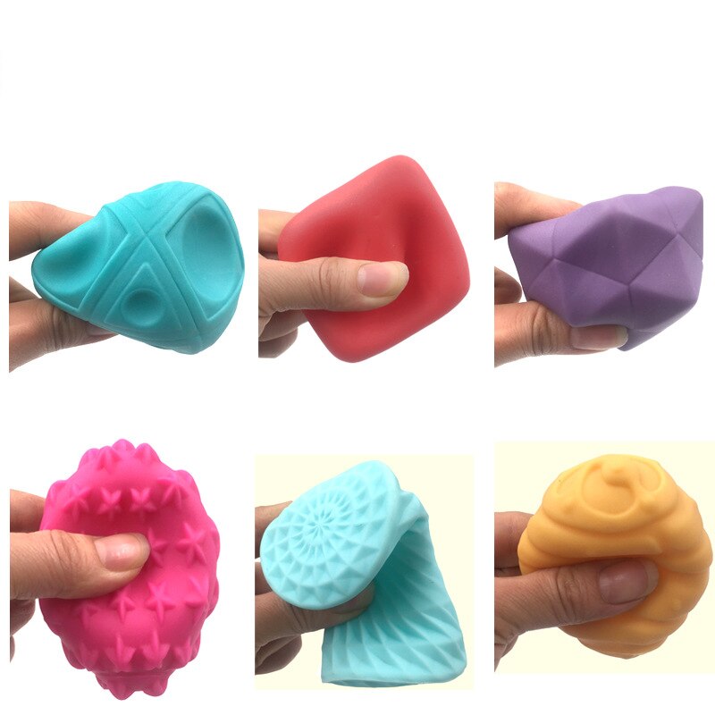 Bebis sensoriska boll leksaker baby skallra bitring greppa kläm leksaker färgglada mjuka gummi bpa-fri texturerad massageboll för småbarn