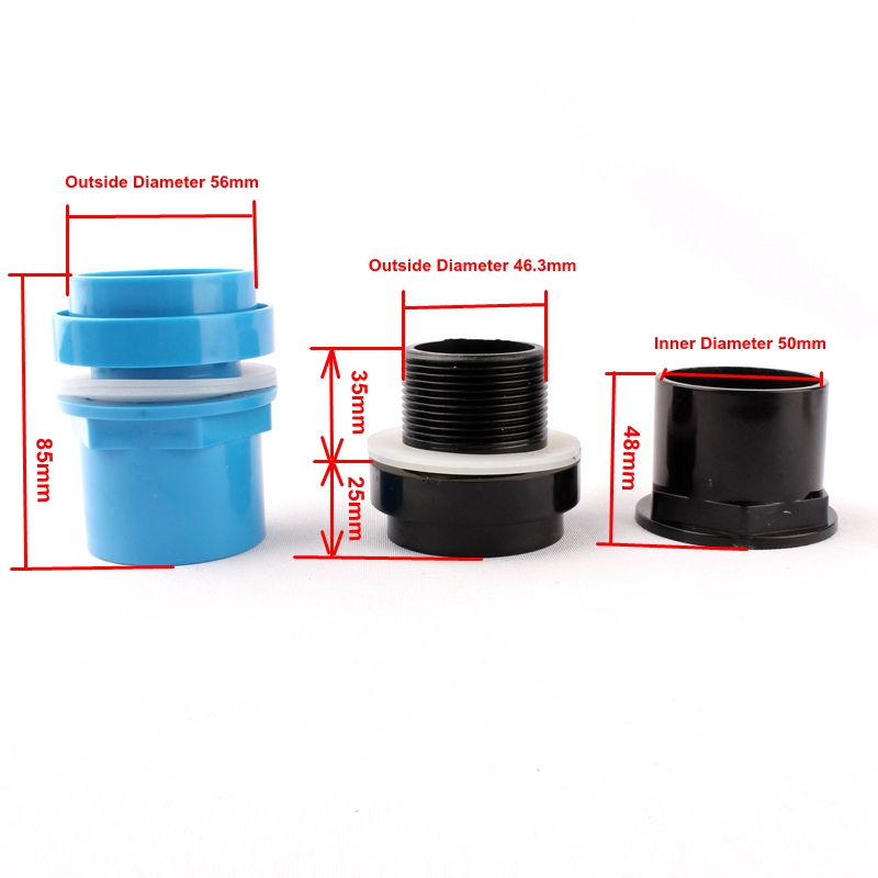 50mm Durable Drain Pipe PVC Pipe Connectors Thicken Fish Tank Drainage Connector Irrigation Water Pipe Fast Joints Fittings