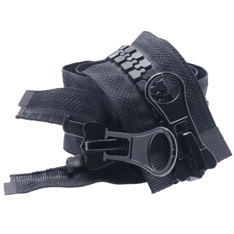 Cremallera Extra grande de resina de 20 ° 70/90/100/150/200cm, cremalleras para costura doble deslizante de extremo abierto, accesorios para chaqueta y abrigo, 1 unidad, DIY: Black-doublesliders / 100cm