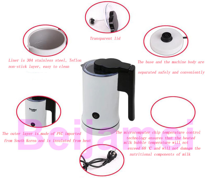 BEIJAMEI Electric Milk bubble machine automatic Frother Foamer Small Foam Maker Warmer