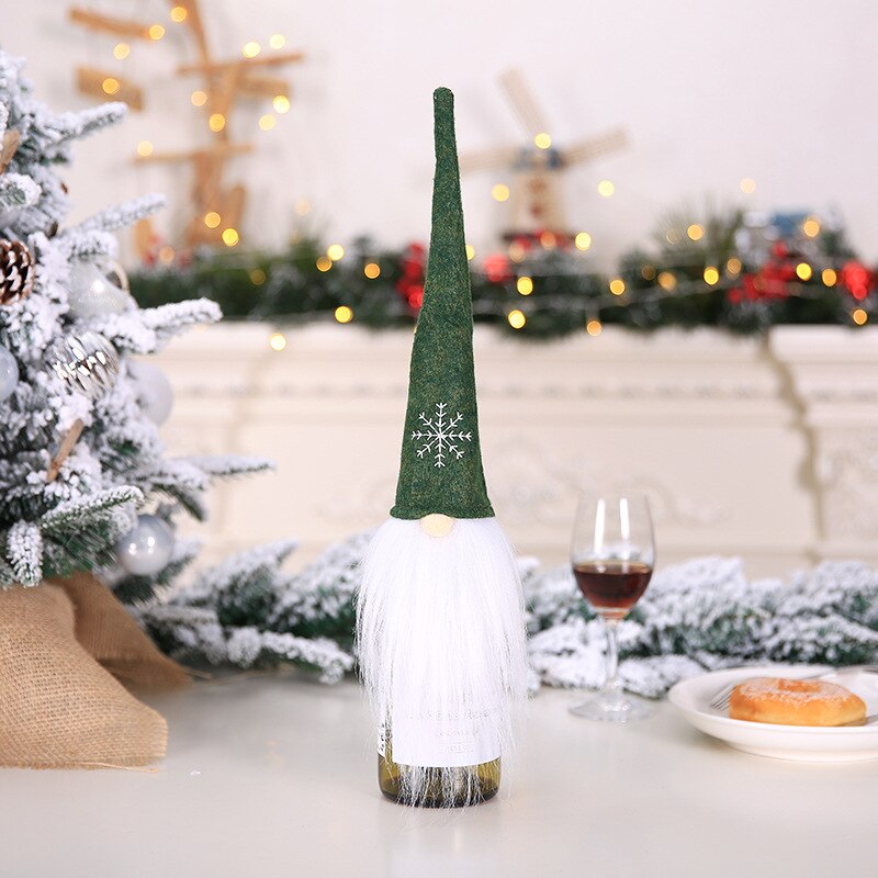 42*9cm nordisk julemanden vinflaskepose juledekorativ champagne vinflaskehylster: Grøn
