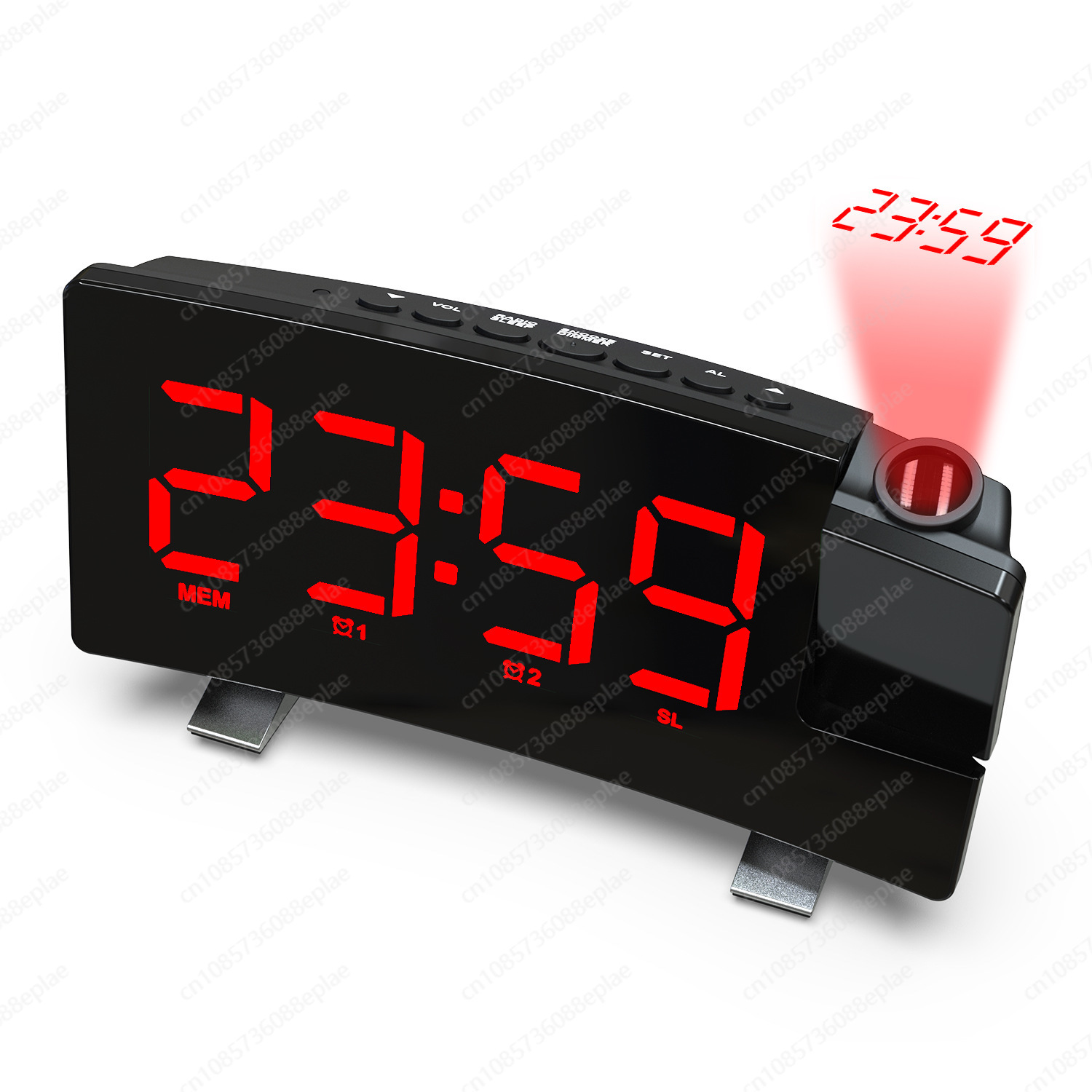 Alarm Clock Projection LED Display Electronic Digital Desk Alarm Clock Sleep Timer: green