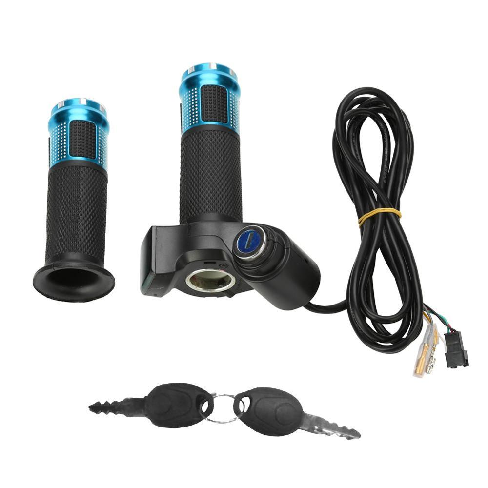 1 Set Aluminium Alloy Twist Throttle 5 wires Grips with LED Display Handle Key Knock Electric Bike Scooter Accelerator Parts