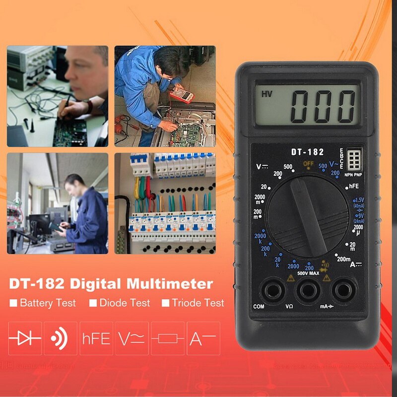 DT182 Digital Multimeter with Test Pocket Portable /DC Electronic Meter Equipment Multimeter