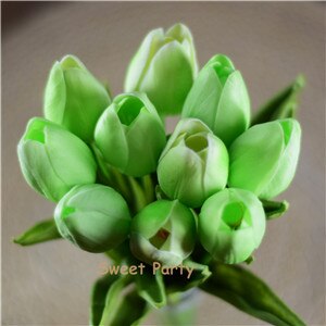 10 ks modrozelené tulipány umelé kvety skutočný dotyk pu artificiales para decora kytica domov svadobná výzdoba umelé kvety: Trávovo zelená 9