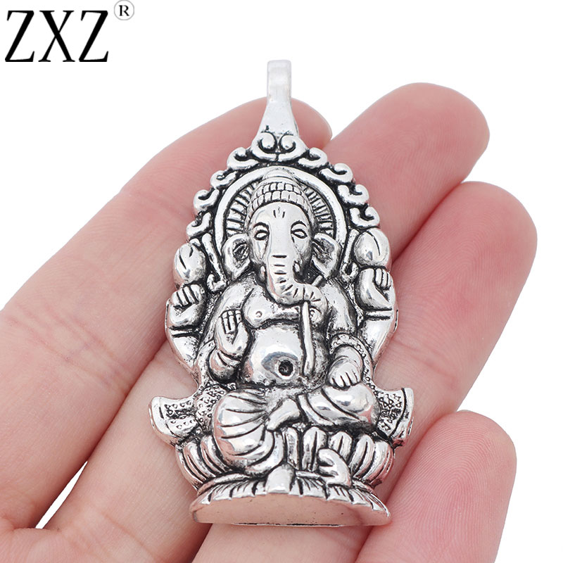 ZXZ 2 stücke Tibetischen Silber Große Ganesha Elefant Gott von Anfängen Charms Anhänger für Halskette Schmuck, Die Entdeckungen