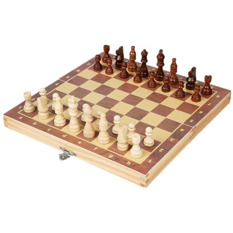 Foldable Wooden Chess Set Magnet International Chess Educational Toy