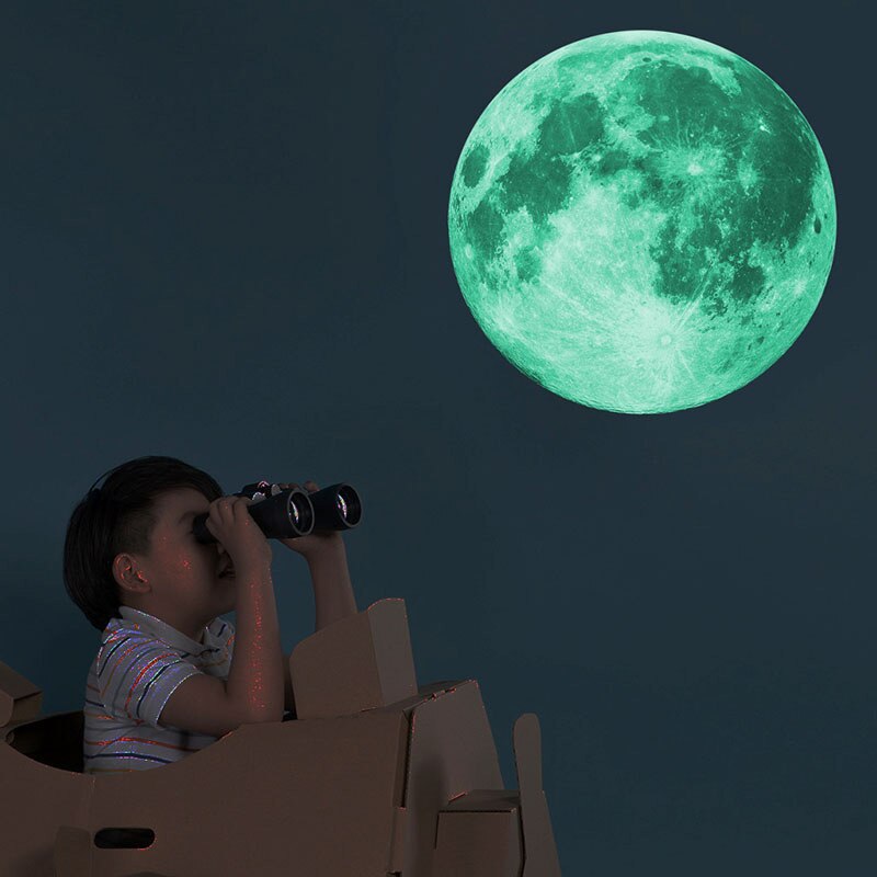 30cm Luminous Moon 3D Wall Sticker for kids room living room bedroom decoration home decals Glow in the dark Wall Stickers