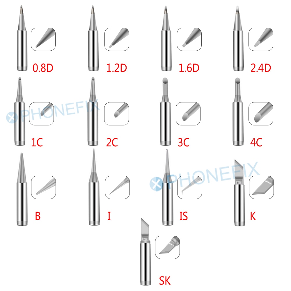 Punta de hierro para soldar, Serie I K SK B 900M-T C D, sin plomo, para Hakko 936 Saike 909D 852D + 952D, estación de soldadura