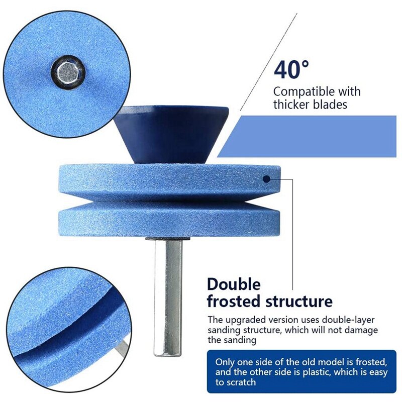 Universal Wear Resistant Lawn Mower Blade Sharpener, Double Layer Corundum Lawn Mower Blade Sharpener 3PACK