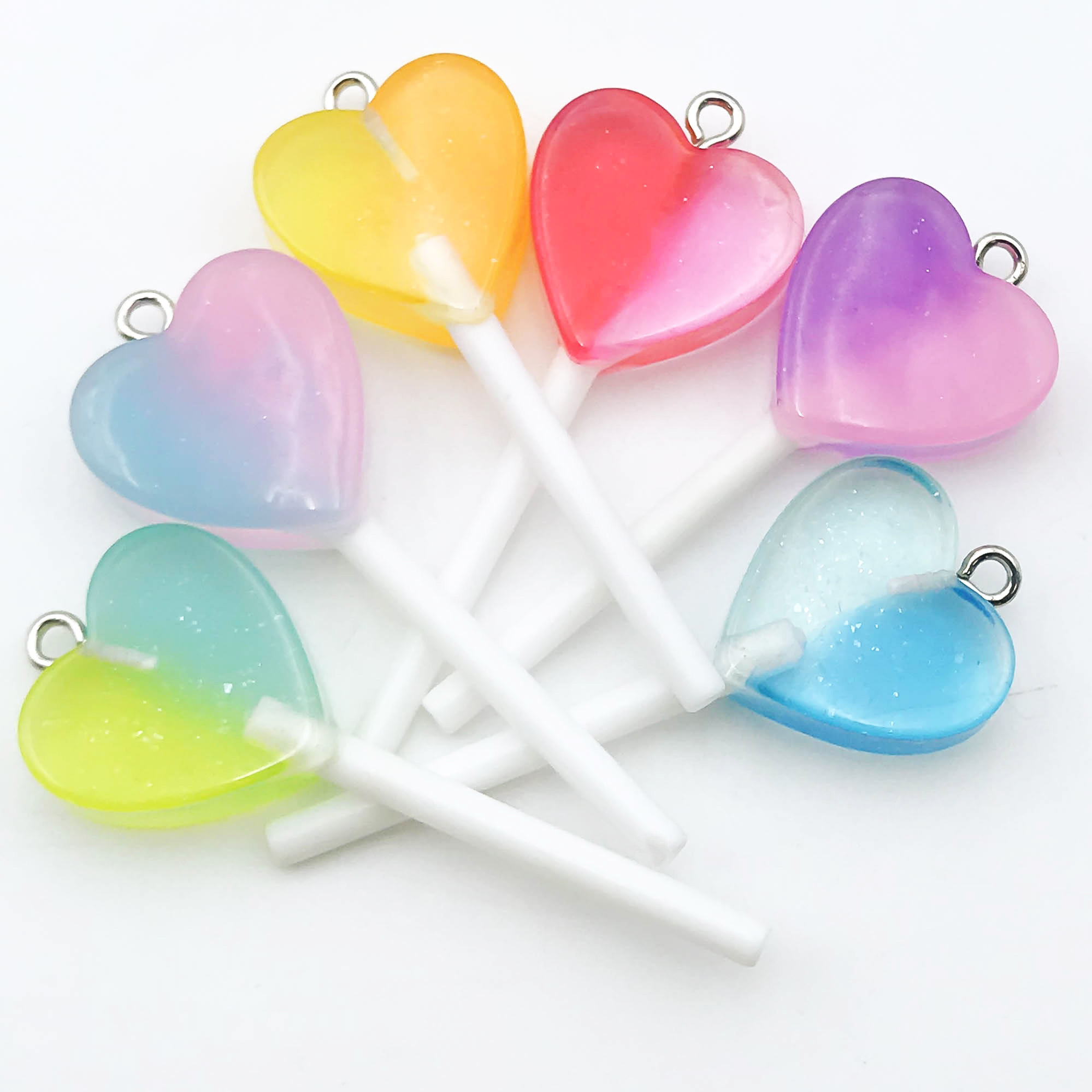 6/10 Uds. De abalorios de piruleta de comida de imitación de resina colorida para hacer joyería hecha a mano, accesorios, collar, pulsera, pendientes