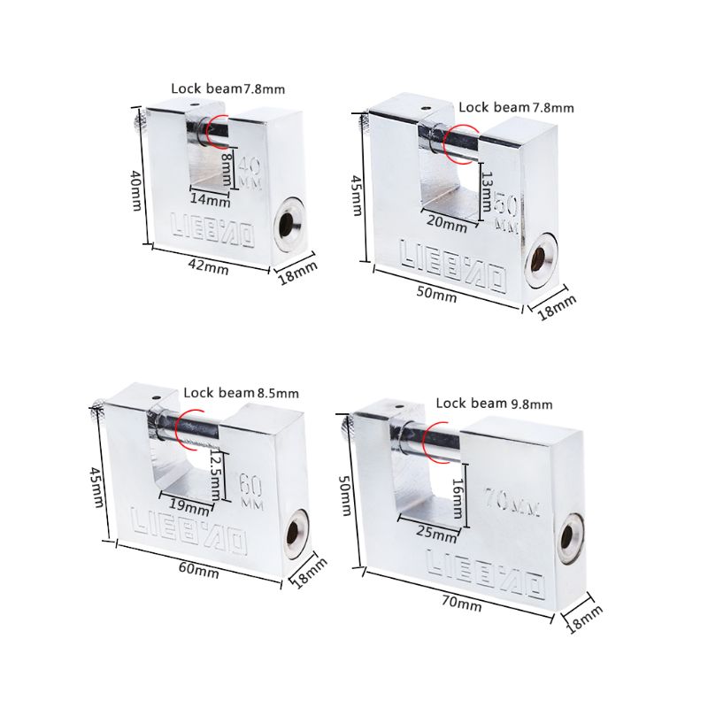 Stainless Steel Burglar Padlock Security Safety Lock Antique Horizontal Opening