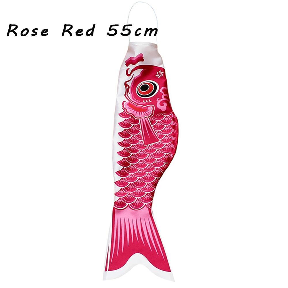 Pez de dibujos animados, Bandera de calcetín de viento, colorido estilo japonés, calcetín de viento de carpa mini Koinobori, , serpentín de pescado, adornos de doméstica: Rose red 55cm