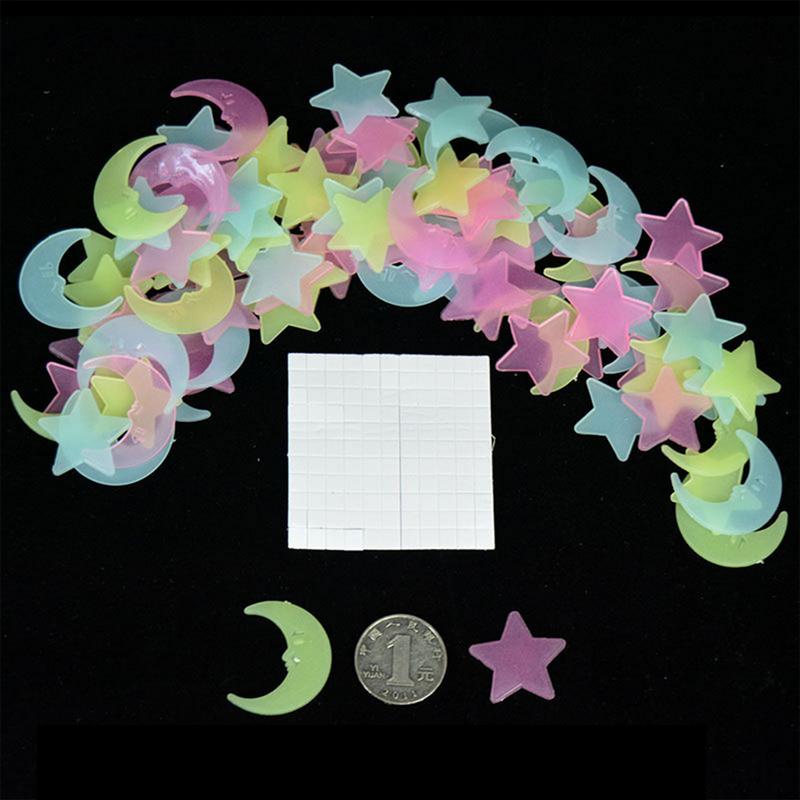 Adesivi per soffitto che si illuminano al buio 100 pezzi Adesivi per soffitto a stella Adesivi murali stella Adesivi murali luminosi Parete per bambini rimovibile