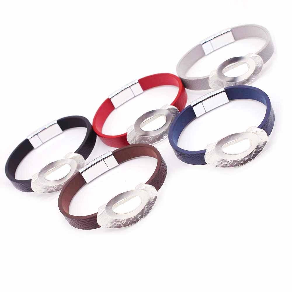 D & D Neo-Gotico Braccialetto di Cuoio di Fascino di Modo per Le Donne Femme Freddo Chiusura braccialetto Bracciali e Braccialetti Magnete metallo
