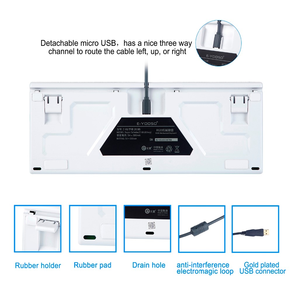 Z-88 Mini Mechanical Keyboard RGB Backlight Outemu Switch TKL Aluminum Top Panel US Layout Gaming Keyboard