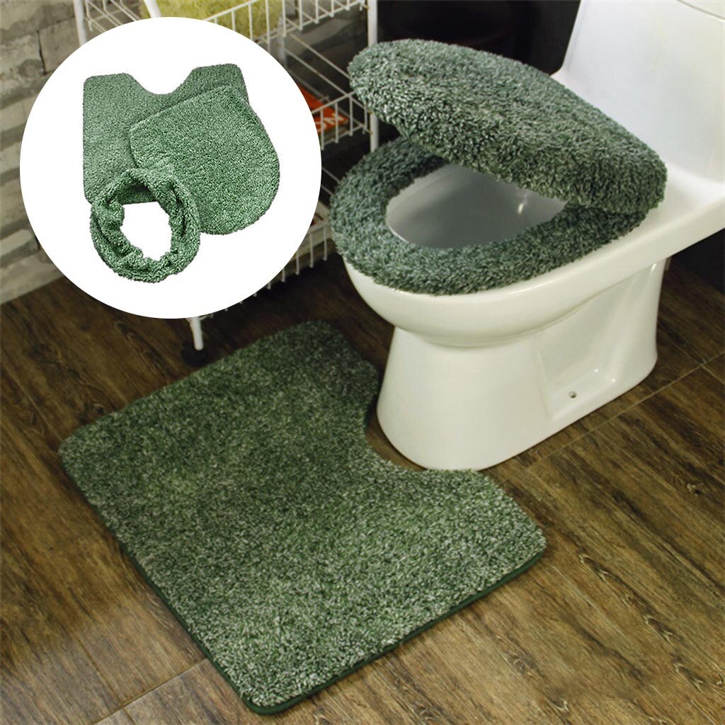 Universal Plush Warm Bathroom Mat 3pcs/set Warm Toilet Pad Cover Thicken Toilet Seat Cushion Toilet Bathroom Home Decoration: A