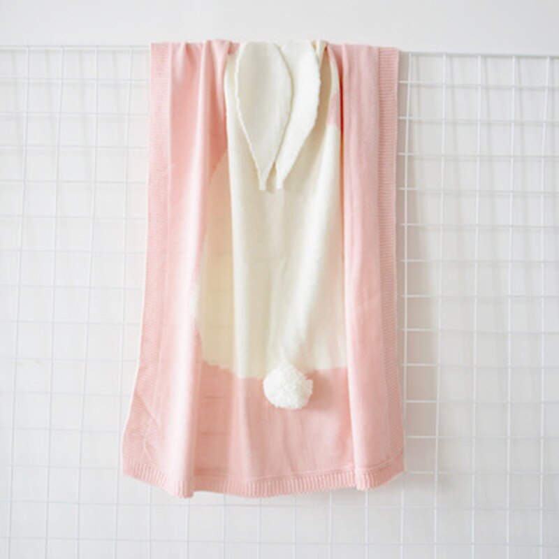 eins Kaninchen Ohr Decke Dreidimensionale Kaninchen Decke freundlicher Gestrickte Decke Strand matt Baby Decke: Rosa