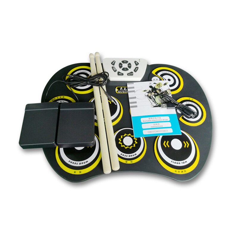Drum Elektronische Drum Set Compact Size Usb Roll-Up Silicon Drum Pad Digitale Elektronische Drum Kit 9-Pad met Drumsticks Voet Pedalen
