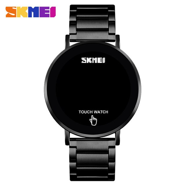 Skmei Digitale Horloge Mannen Mannelijke Touch Screen Led Licht Display Homme Waterdicht Roestvrij Stalen Band Digitale Horloge Montre: Black